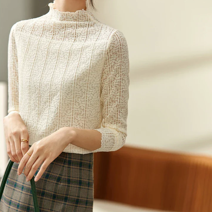 Élise Lace High-Neck Blouse