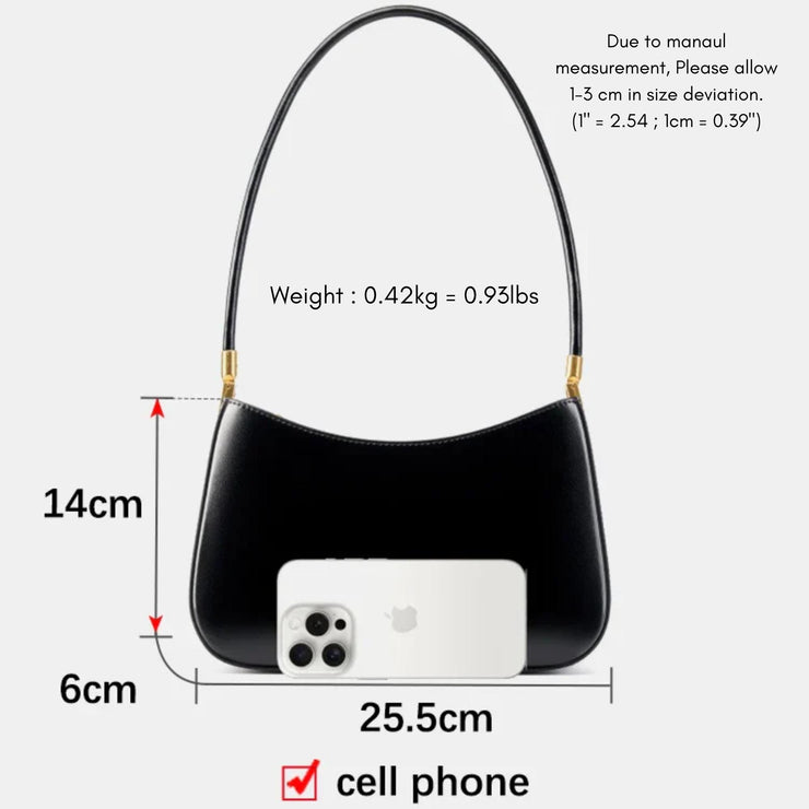 Classic Curve Shoulder Bag – Genuine Leather Elegance