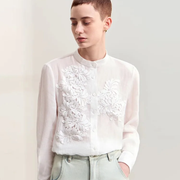 Magnolia Crest Embroidered Ramie Blouse