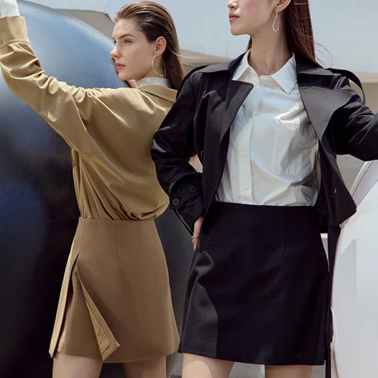 Minimalist Casual Shorts Skirts Women High Waist A-Line Mini Skirt