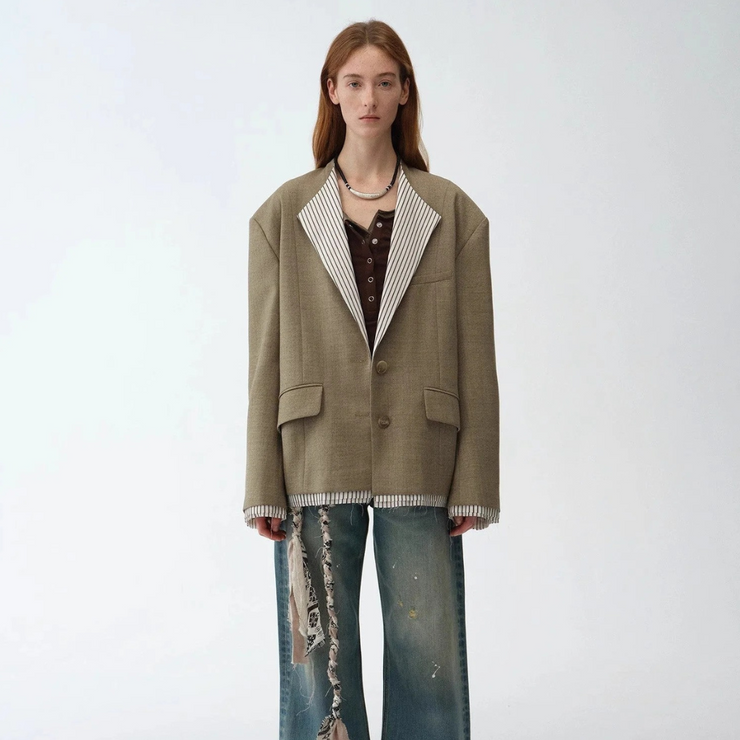 Cambridge Contrast Collar Wool Blazer