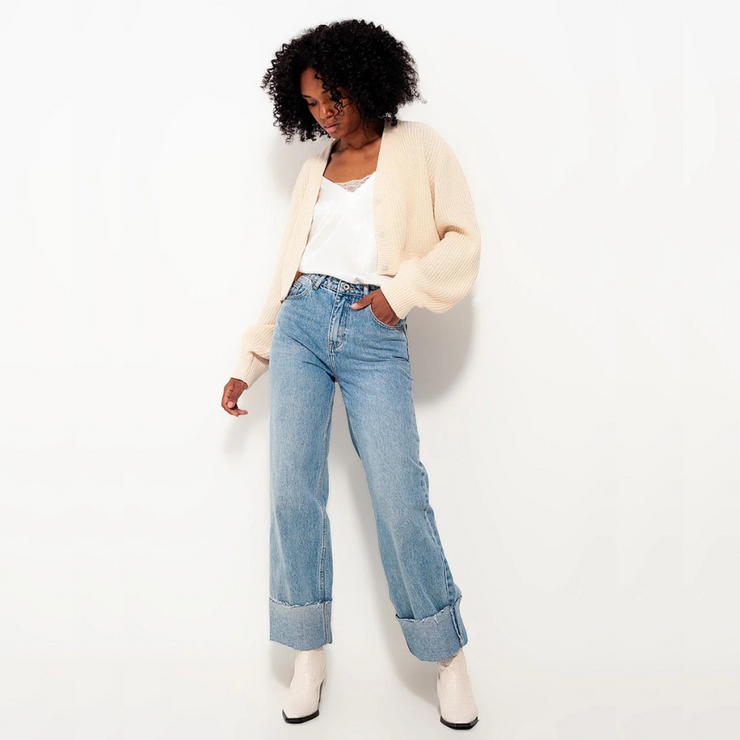 Cream Diamond Button Knit Cardigan