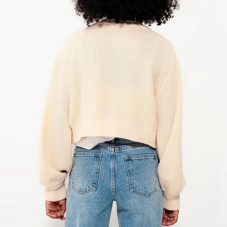 Cream Diamond Button Knit Cardigan