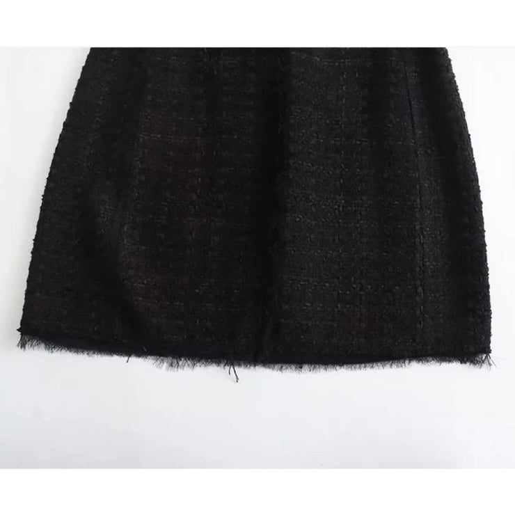 Noir Élan Tweed Mini Dress