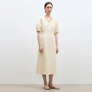 "April Story" 3D U-Neck Split Waist Curved Skirt Knitted Dress for Women