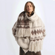 Nepal Alpaca Wool Color Clashing Jacquard Tassel Scarf Winter Warm Shawl