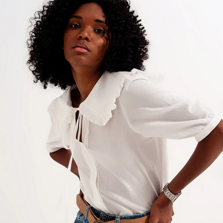 Romilly Ruffle-Collar Cotton Blouse