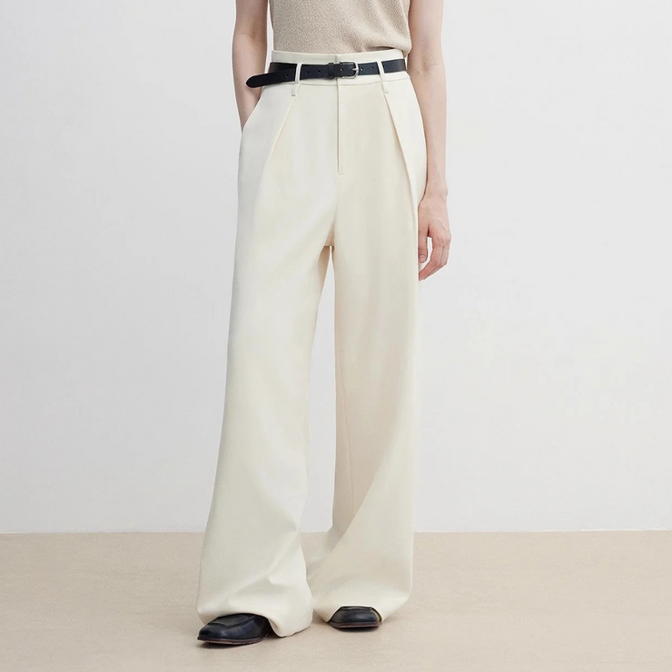 Pleated High Waist Wide Leg Pants – Sculpted Drape Trousers