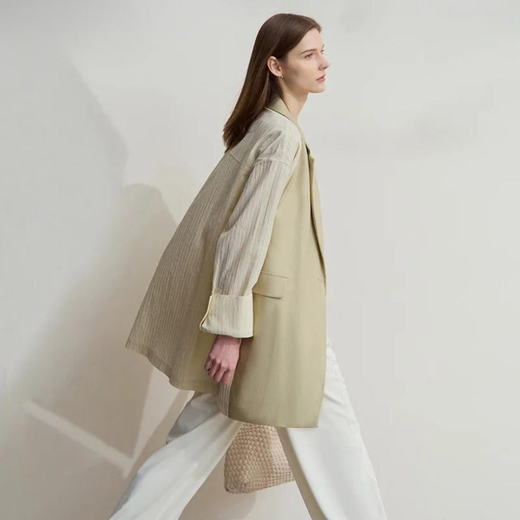 Solene Linen-Blend Textured Blazer
