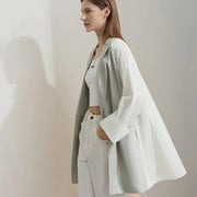 Solene Linen-Blend Textured Blazer
