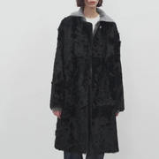"Roman Theater" Sheepskin Fur One-Piece Long Straight Fur Coat