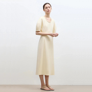 "April Story" 3D U-Neck Split Waist Curved Skirt Knitted Dress for Women