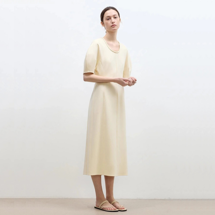 "April Story" 3D U-Neck Split Waist Curved Skirt Knitted Dress for Women