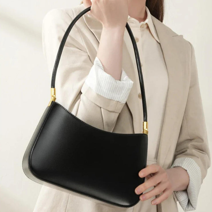 Classic Curve Shoulder Bag – Genuine Leather Elegance
