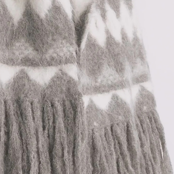 Nepal Alpaca Wool Color Clashing Jacquard Tassel Scarf Winter Warm Shawl