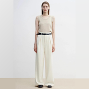 Pleated High Waist Wide Leg Pants – Sculpted Drape Trousers