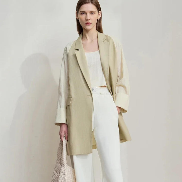 Solene Linen-Blend Textured Blazer