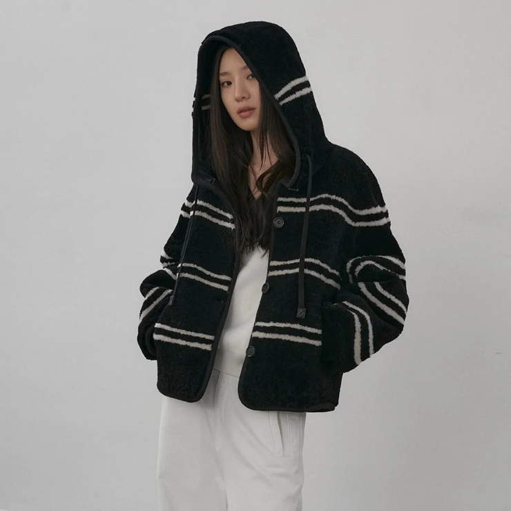Alpine Stripe Merino Wool Hooded Jacket