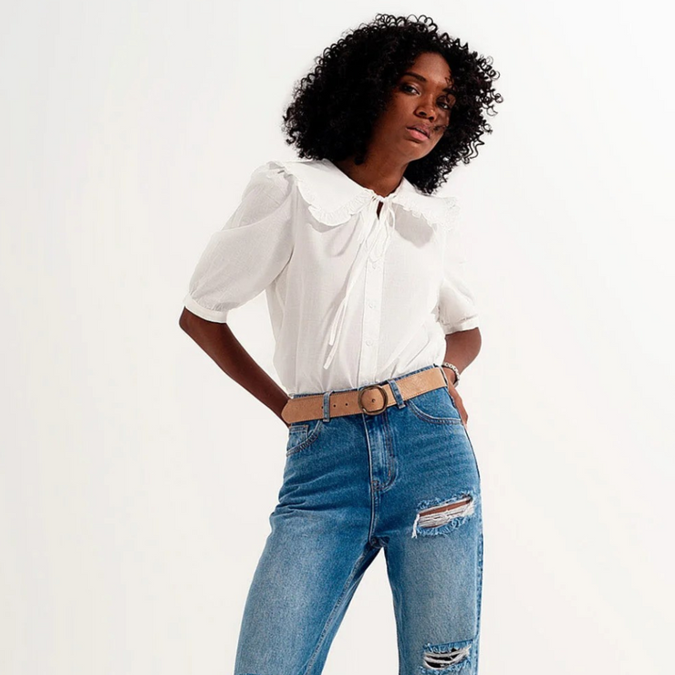 Romilly Ruffle-Collar Cotton Blouse