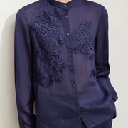 Magnolia Crest Embroidered Ramie Blouse