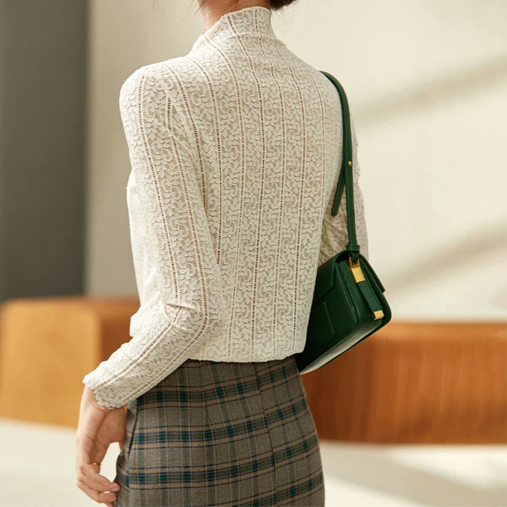 Élise Lace High-Neck Blouse