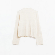 Alpine Milk Ribbed Mock-Neck Sweater