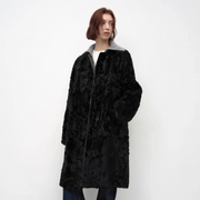 "Roman Theater" Sheepskin Fur One-Piece Long Straight Fur Coat
