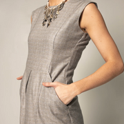 Italian Wool Dress Pleated With Pockets