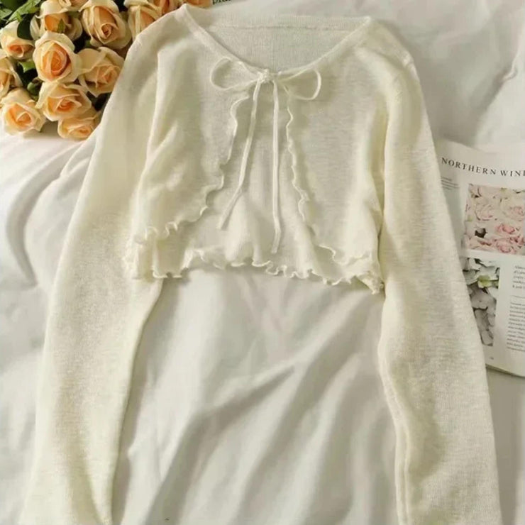 Sheer Petal Tie Cardigan