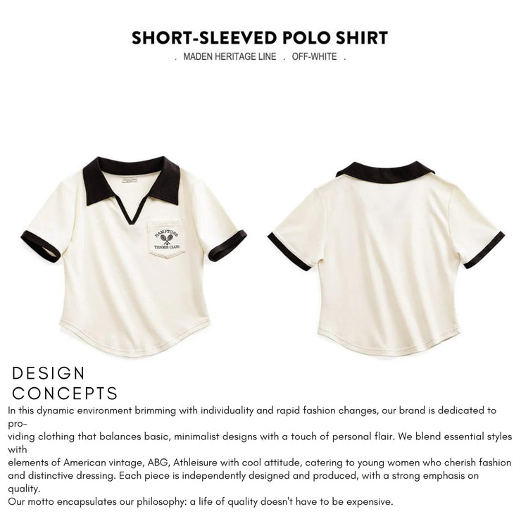 Marden Retro V-Neck Polo Shirt for Women