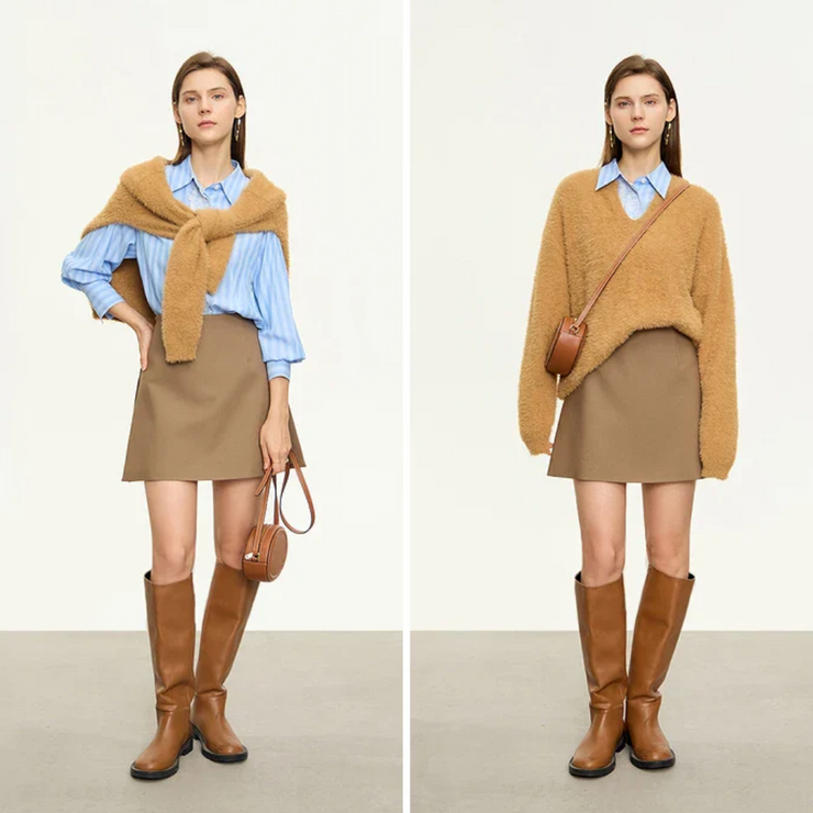 Minimalist Casual Shorts Skirts Women High Waist A-Line Mini Skirt