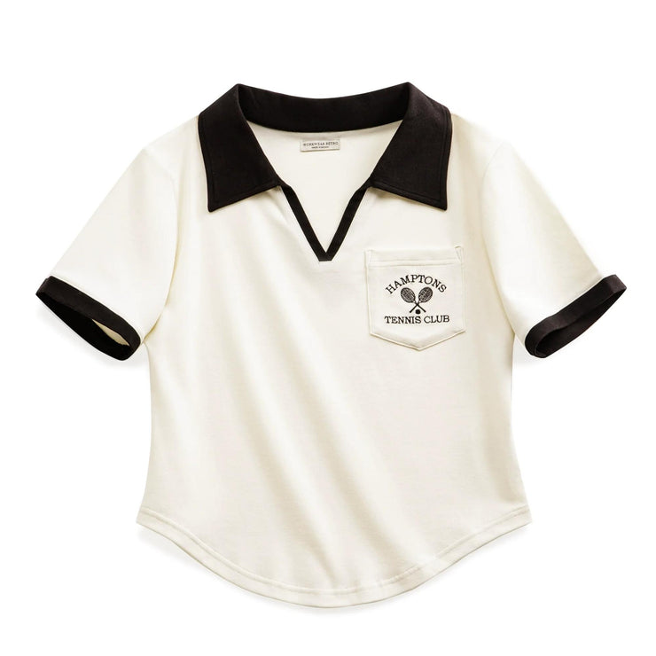 Marden Retro V-Neck Polo Shirt for Women