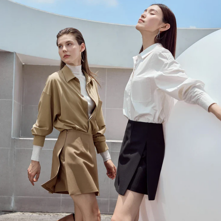 Minimalist Casual Shorts Skirts Women High Waist A-Line Mini Skirt