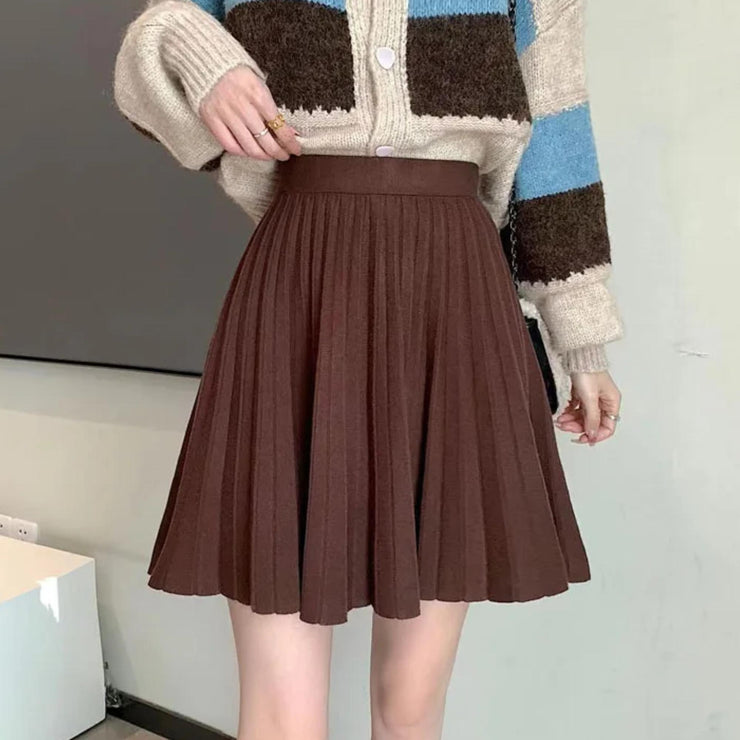 BelleVie Knit Pleated Mini Skirt
