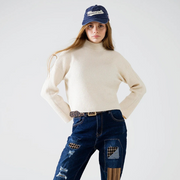 Alpine Milk Ribbed Mock-Neck Sweater