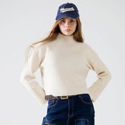 Alpine Milk Ribbed Mock-Neck Sweater