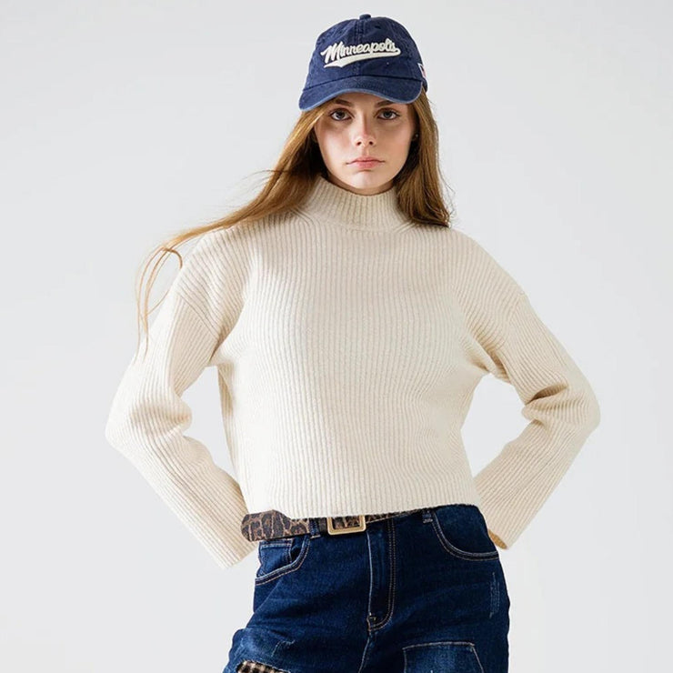 Alpine Milk Ribbed Mock-Neck Sweater