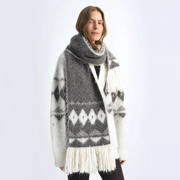 Nepal Alpaca Wool Color Clashing Jacquard Tassel Scarf Winter Warm Shawl