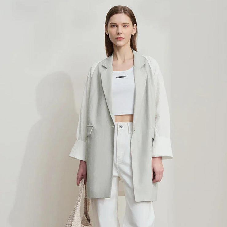 Solene Linen-Blend Textured Blazer