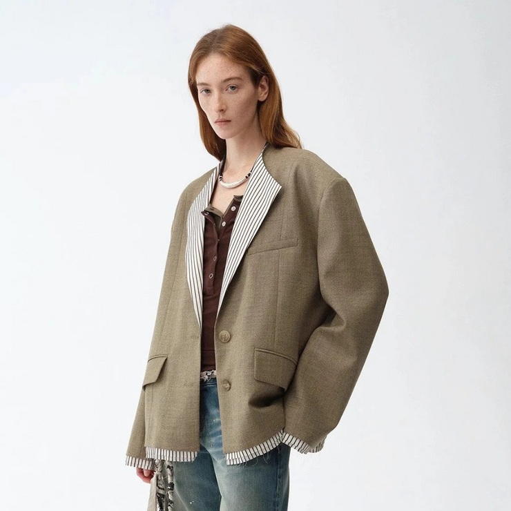 Cambridge Contrast Collar Wool Blazer