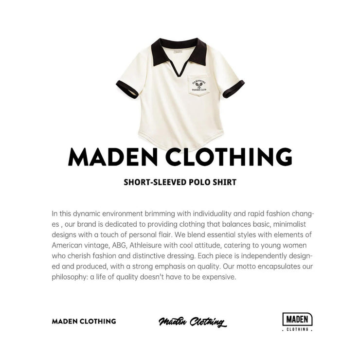 Marden Retro V-Neck Polo Shirt for Women