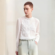 Magnolia Crest Embroidered Ramie Blouse