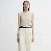 Pleated High Waist Wide Leg Pants – Sculpted Drape Trousers