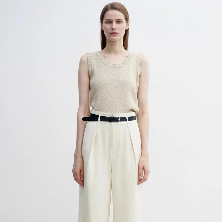 Pleated High Waist Wide Leg Pants – Sculpted Drape Trousers