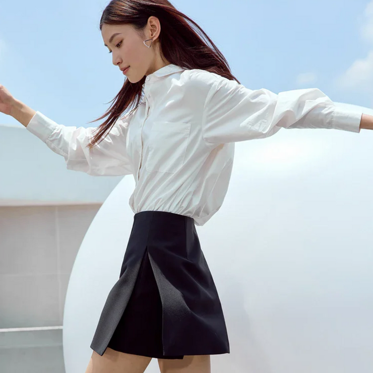 Minimalist Casual Shorts Skirts Women High Waist A-Line Mini Skirt