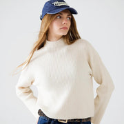 Alpine Milk Ribbed Mock-Neck Sweater