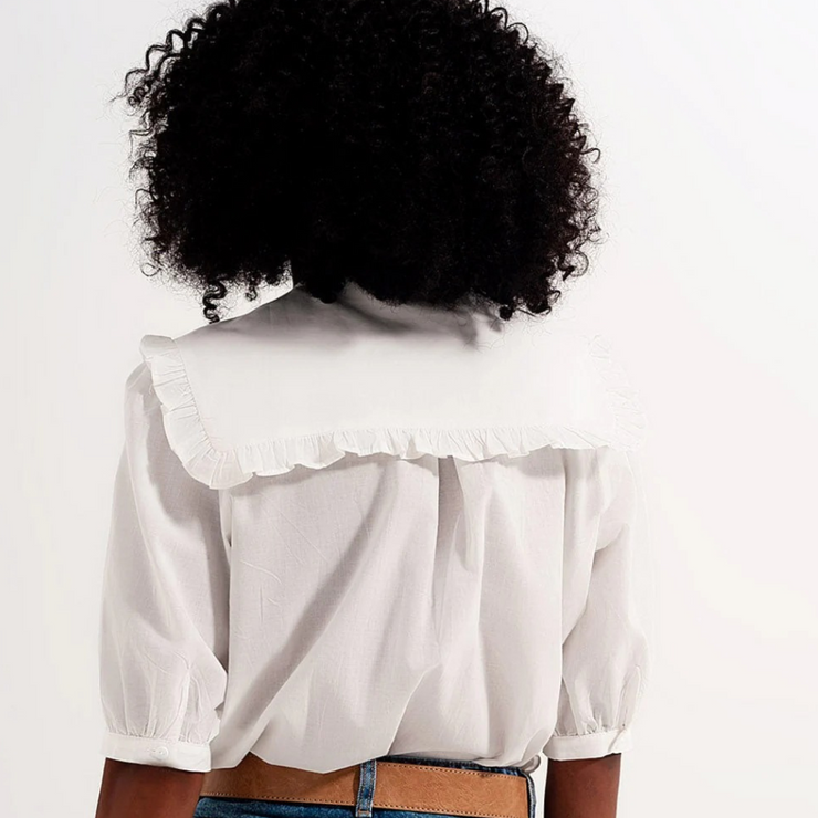 Romilly Ruffle-Collar Cotton Blouse
