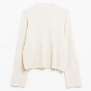 Alpine Milk Ribbed Mock-Neck Sweater