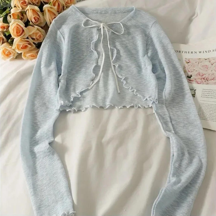 Sheer Petal Tie Cardigan