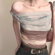 Sunset Mirage Draped Mesh Camisole